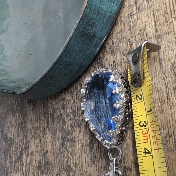Vintage Silver Necklace with Large Blue Jewel Stone - Picture 7 of 7